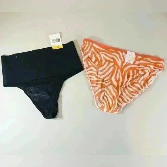 Bundle Of 2 Medium Size Panties Black Maidenform And Auden Orange Tigerstripe - Picture 1 of 9